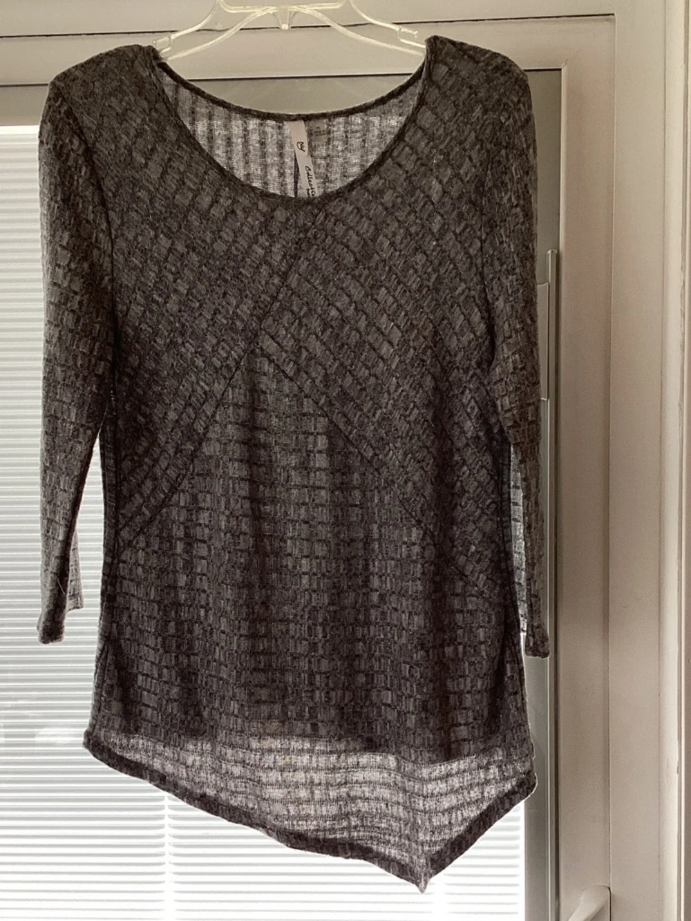 NY Collection Charcoal Gray Knit Long-Sleeve Tunic - Picture 1 of 2